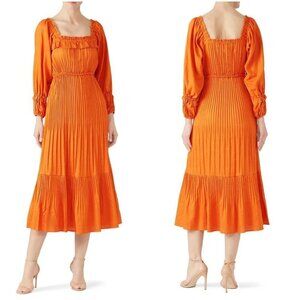 Nicholas Orange Prairie Midi Dress $678